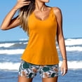 thumbnail image 4 of HAPIMO 2Pc Women Tankini Swimsuit Sleeveless Bathing Suit Dressy Floral Tunic Beachwear Hide Belly Blouson Tank Tops with Boyshorts Swimwear Tropical Hawaii Hot Spring Beach Dress Yellow L, 4 of 9