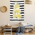 thumbnail image 2 of Live Laugh Love Tapestry, Romantic Design with Hand Drawn Stripes and Calligraphic Text, Wall Hanging for Bedroom Living Room Dorm Decor, 40W X 60L Inches, Black White Earth Yellow, by Ambesonne, 2 of 5