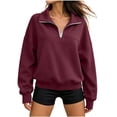 thumbnail image 7 of Gamivast Half Zip Pullover for Women Oversized Long Sleeve Sweatshirts Fall Trendy Drop Shoulder Pullover Sweatshirts Wine L, 7 of 7