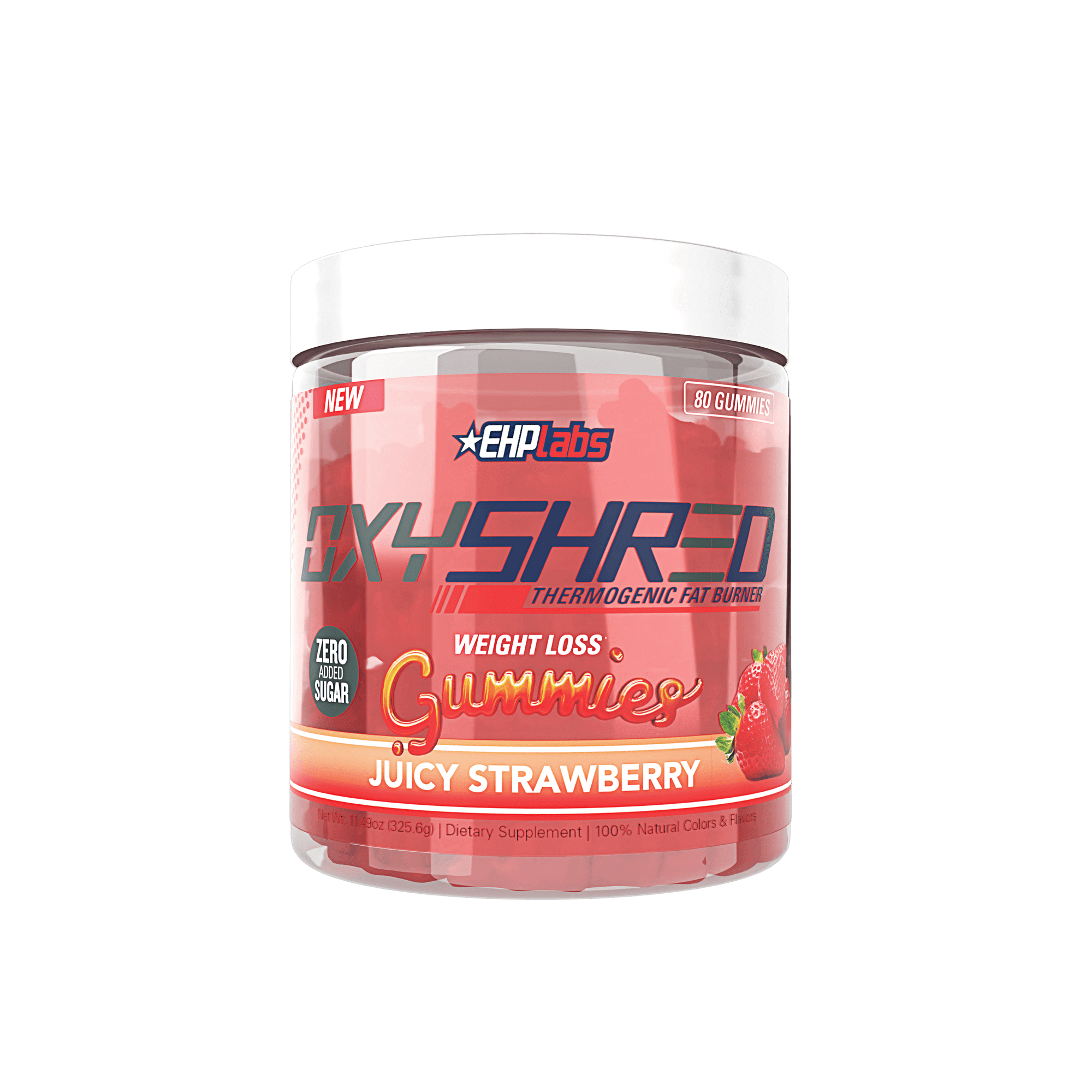 EHP LABS OxyShred Weightloss Gummies, Juicy Strawberry, 80 count