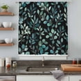 thumbnail image 5 of Teal Black Botanical Sheer Curtains 54 Inches Long, Spring Eucalyptus Leaves Sprigs Light Filering Curtains, Breathable Simi Curtain Privacy Drapes for Kitchen Bathroom Small Window Treatment, 5 of 9