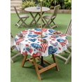 thumbnail image 4 of Outdoor Tablecloth with Umbrella Hole for Patio/Picnic/Party/Camping, Independence Day Waterproof Table Cloth Round Cover Washable, American Flag Love Heart Star Watercolor (Dia 60"), 4 of 9