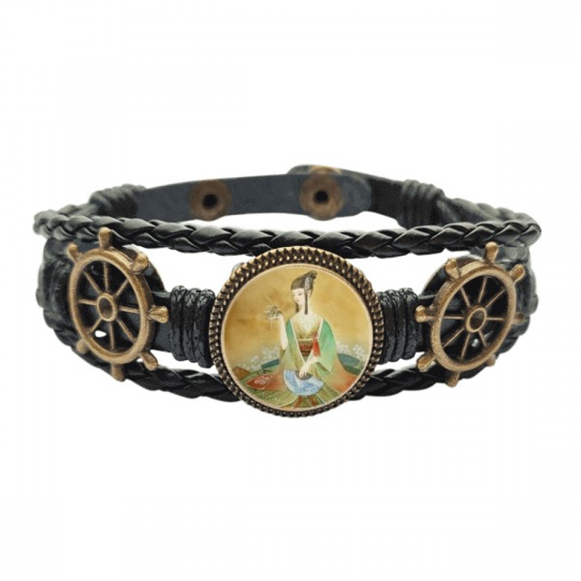 Ilustrador de Belleza chino antiguo Pulsera marina tejida en cuero