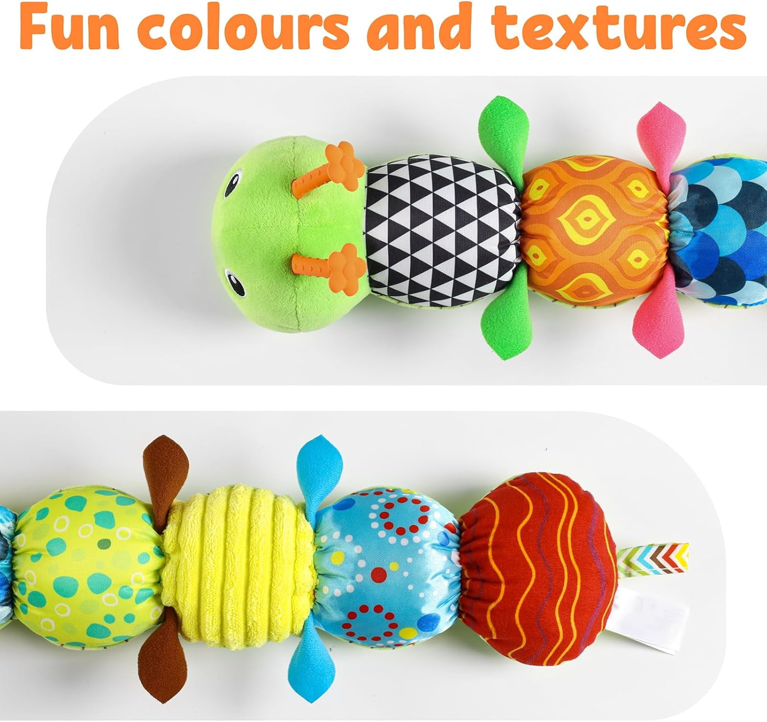 BTEPSGA Baby Toys Musical Caterpillar,Infant Toys Stuffed Animal Toys with Ruler Design and Ring Bell,Baby Teething Toys for Tummy Time Newborn Boys Girls 0 3 6 12 Months