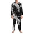 thumbnail image 3 of Balery Fluid Black White Paint Swirls Pijama para Hombre de Dos Piezas con Manga Larga, Conjunto de Dormir y Descanso Suave con Bolsillos-XX-Large, 3 of 7