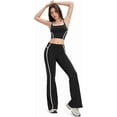 thumbnail image 7 of PISONIC Two Piece Womens Workout Set Backless Color Block Tank Tops Matching High Waist Wide Leg Leggings Gym Work Out Outfits, 7 of 7