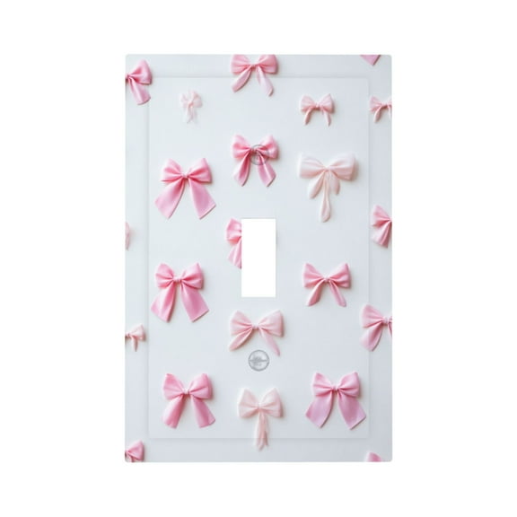 1-Gang 1 Toggle Wall Plate for Bedroom Room Bathroom Decorative, Pink Bow Dreamy Princess Cute Bow Prints Plate Covers, Electrical Receptacle Light Device Switch Cover