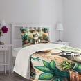 thumbnail image 3 of Ambesonne Cat Quilted Bedspread Set 2 Pcs, Painting Boho Cozy Scene Kitty, Twin Size, Jade Green Grey Orange, 3 of 5