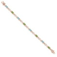 thumbnail image 3 of Gem Stone King 18K Rose Gold Plated Silver Blue Zircon and Green Peridot and Lab Grown Diamond Bracelet for Women | 4.61 Cttw | Gemstone Birthstone | Oval 6X4MM | Length 7.25 inches, 3 of 6