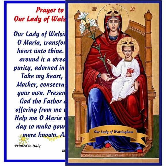 Our Lady of Walsingham emphasises her Motherhood and her continual effort to present her Son to the world Blessed Medal and Prayer Card with or without Necklace your choice