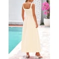 thumbnail image 2 of Vestido Maxi PRETTYGARDEN para Mujer 2025 Cuadros Cuello Cuadrado Beige, 2 of 8