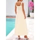 thumbnail image 2 of Vestido Maxi PRETTYGARDEN para Mujer 2025 Cuadros Cuello Cuadrado Beige, 2 of 8