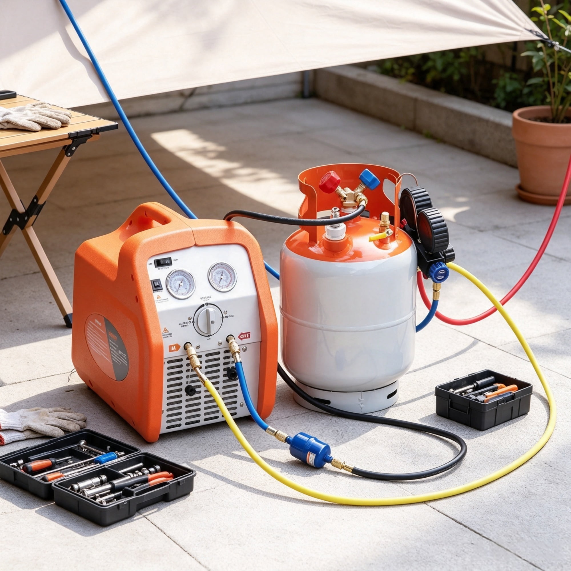 30 lb. Refrigerant Recovery Tank with Float Switch & ¼ to ½ Adaptor (Only Refrigerant Recovery Tank)