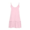 thumbnail image 4 of BadyminCSL Fashion Women V-Neck Solid Color Loose Suspender Backless Sleevess Dress Skirt, 4 of 8