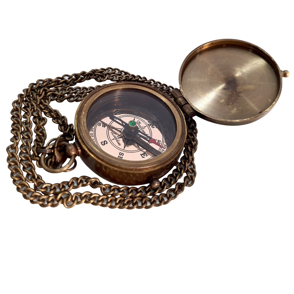 CoolectiblesBuy Vintage Nautical Brass Engrave Compass Quote for Dad Pocket Camping & Hiking Maritime Gift for Father