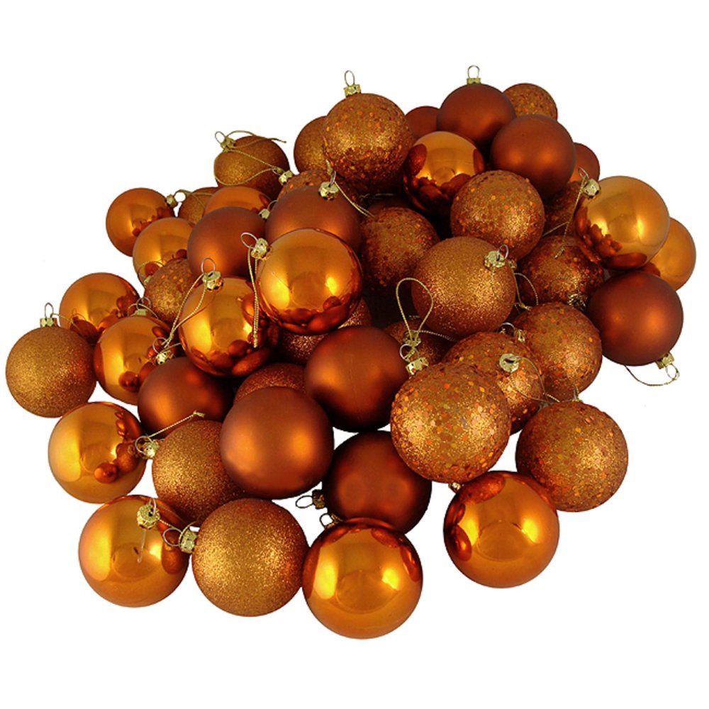 32ct Burnt Orange Shatterproof 4Finish Christmas Ball Ornaments 3.25