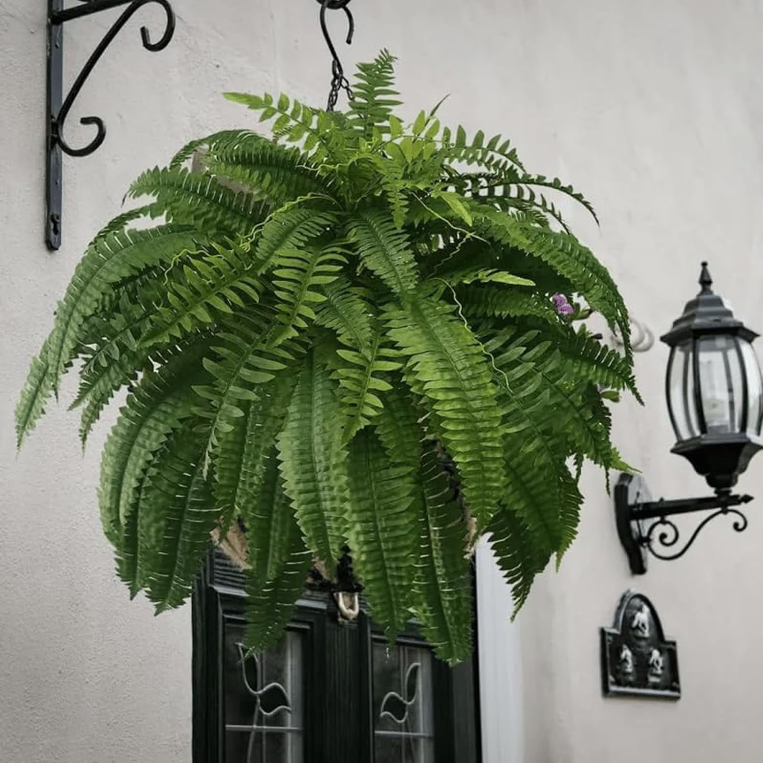 UV Resistant Lifelike Artificial Boston Fern - 2025 New Faux Boston Ferns Outdoor Planter Large, Artificial Plants for Outdoor, Artificial Ferns for Outdoors Planter (1, 88-leaf Boston Fern)