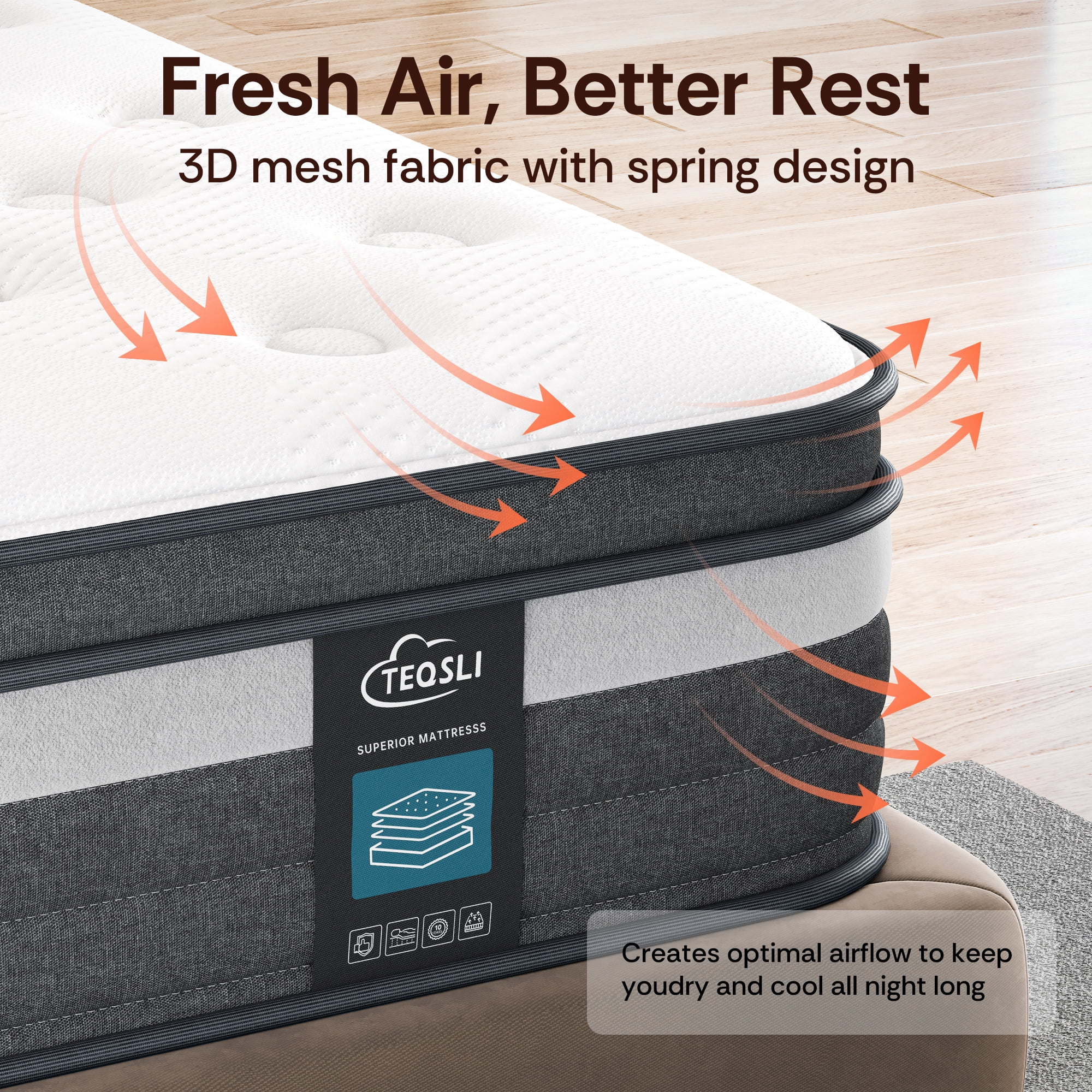 Spanspace 12" Twin Gel Memory Foam Hybrid Mattress with Pocket Springs, Medium Comfort, Pressure Relief and Motion Isolation, CertiPUR-US Certified, 100-Night Trial