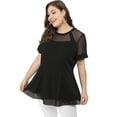 thumbnail image 3 of BluTop De Encaje Con Cuello Redondo TalGrande PaMujer Negro 3X, 3 of 7