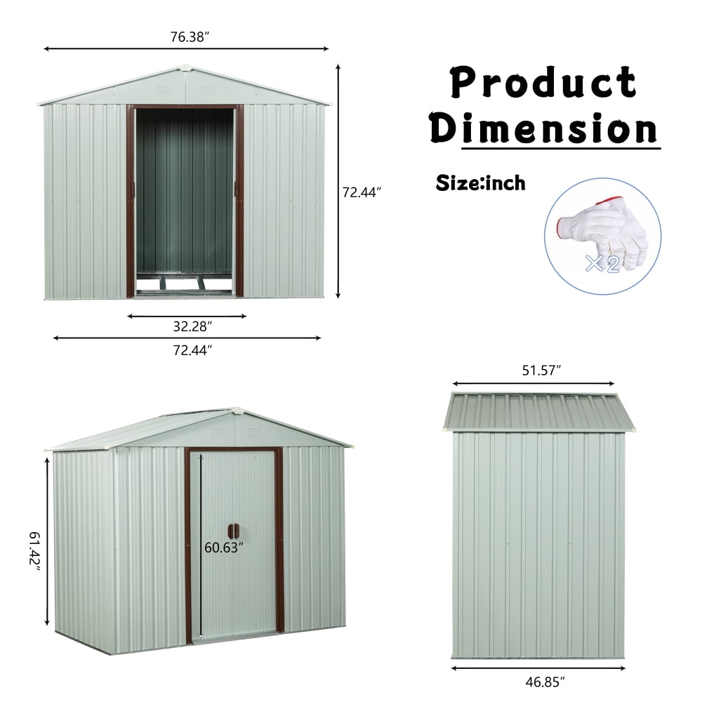 Compact 6x5ft Outdoor Metal Shed - Heavy Duty Steel Construction - Perfect for Small Space Tool Storage