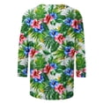 thumbnail image 5 of Craaazy Women's Spring/Summer Hawaiian Print Loose Casual Round Neck 3/4 Sleeve T-Shirts Gifts, 5 of 6