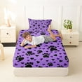 thumbnail image 4 of Homewish Lovely Dog Paws Twin Sheets,Cartoon Animal Bedding,Purple,3-Piece,1 Fitted Sheet and 1 Pillowcase, 4 of 6