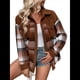 thumbnail image 1 of Camisas de con Bloques de Color para Mujer, Blusas de Larga con Botones y Estilo Boyfriend Marrón Oscuro L, 1 of 9