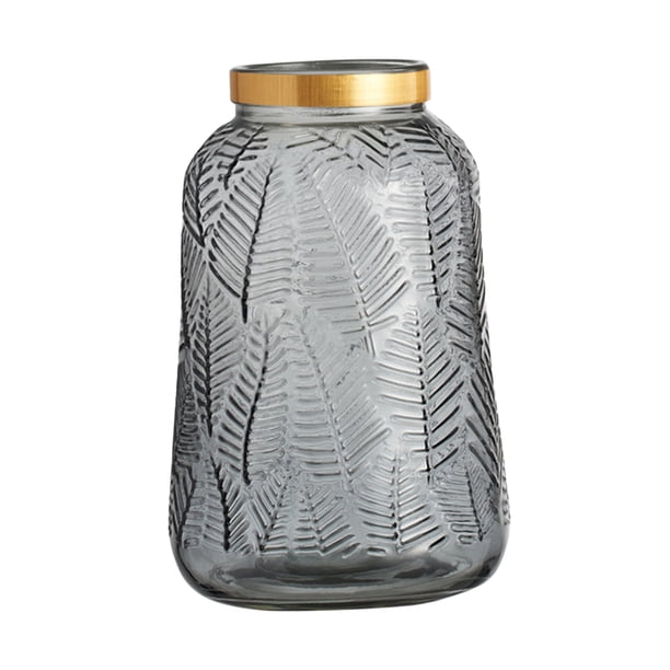 Jarrón de cristal con flores secas para centro de mesa, decoración para bodas y dormitorios. gris