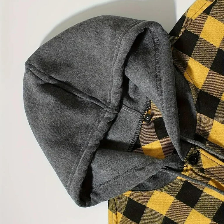 Goodeals Clearance Sales,Men's Flannel Hoodie Shirts Casual Plaid