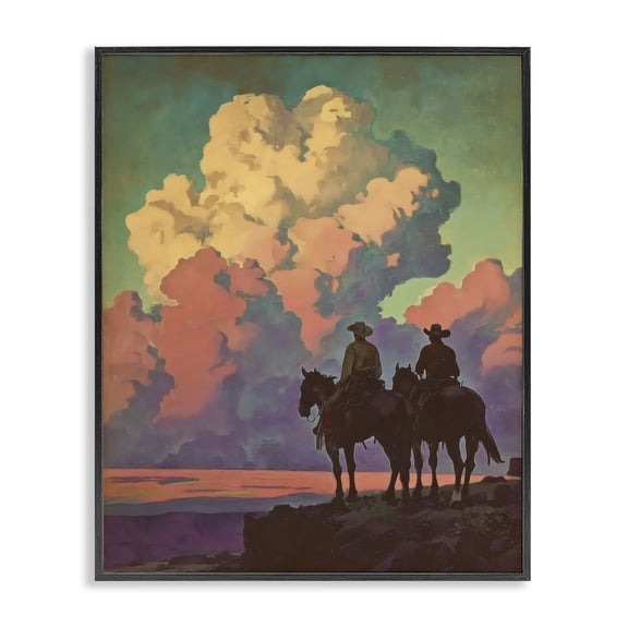 Stupell Industries Rustic Lodge Cowboys Silhouetted Against Clouds Black Framed Giclee Art, 11 x 14, by Arlington Prints