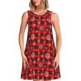 thumbnail image 1 of Fotbe Snowflakes On A Buffalo Plaid Vestido de Verano sin Mangas para Mujer – Vestido Midi Línea A, Estilo Camiseta Floral, Vestido Playero Casual y Fluido, 1 of 7