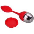 thumbnail image 2 of Stainless Steel Tea Infuser, Infuser With Green Leaf-shaped Silicone Leaf Lid Red, 2 of 3