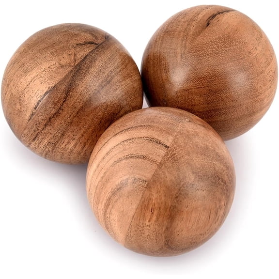 Decorative Acacia Wood Round Balls Set of 3 for Christmas Decorative Bowls Table Centerpiece | Coffee Table and House Décor (Set of 3), (3" x 3" x 3")
