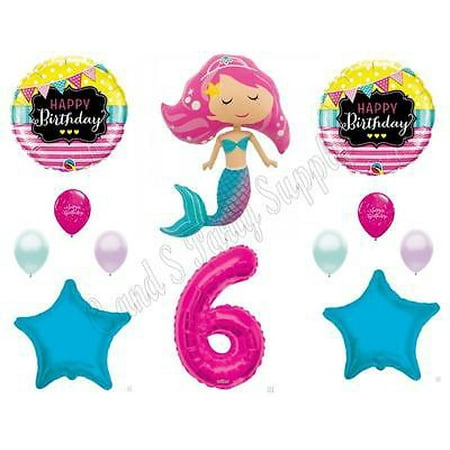 mermaid 6th luau balloons ocean decoration supplies birthday pink beach 7th dialog displays option button additional opens zoom