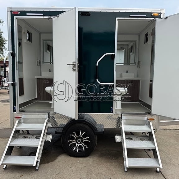 Goeasy Vehicle 2-Station Dark Green Toilet Trailer for High-End Camping and Tourist Attractions