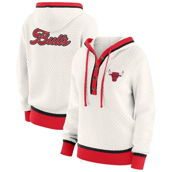 Women's WEAR by Erin Andrews Cream Chicago Bulls Plus Size Hoodie Sweater