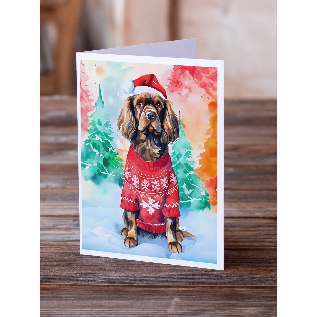 Sussex Spaniel Christmas Greeting Cards Pack of 8 7 in x 5 in