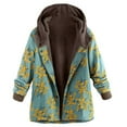 thumbnail image 6 of Retro Women Floral Print Thicken Long Sleeve Hooded Button Padded Coat Outwear, 6 of 8