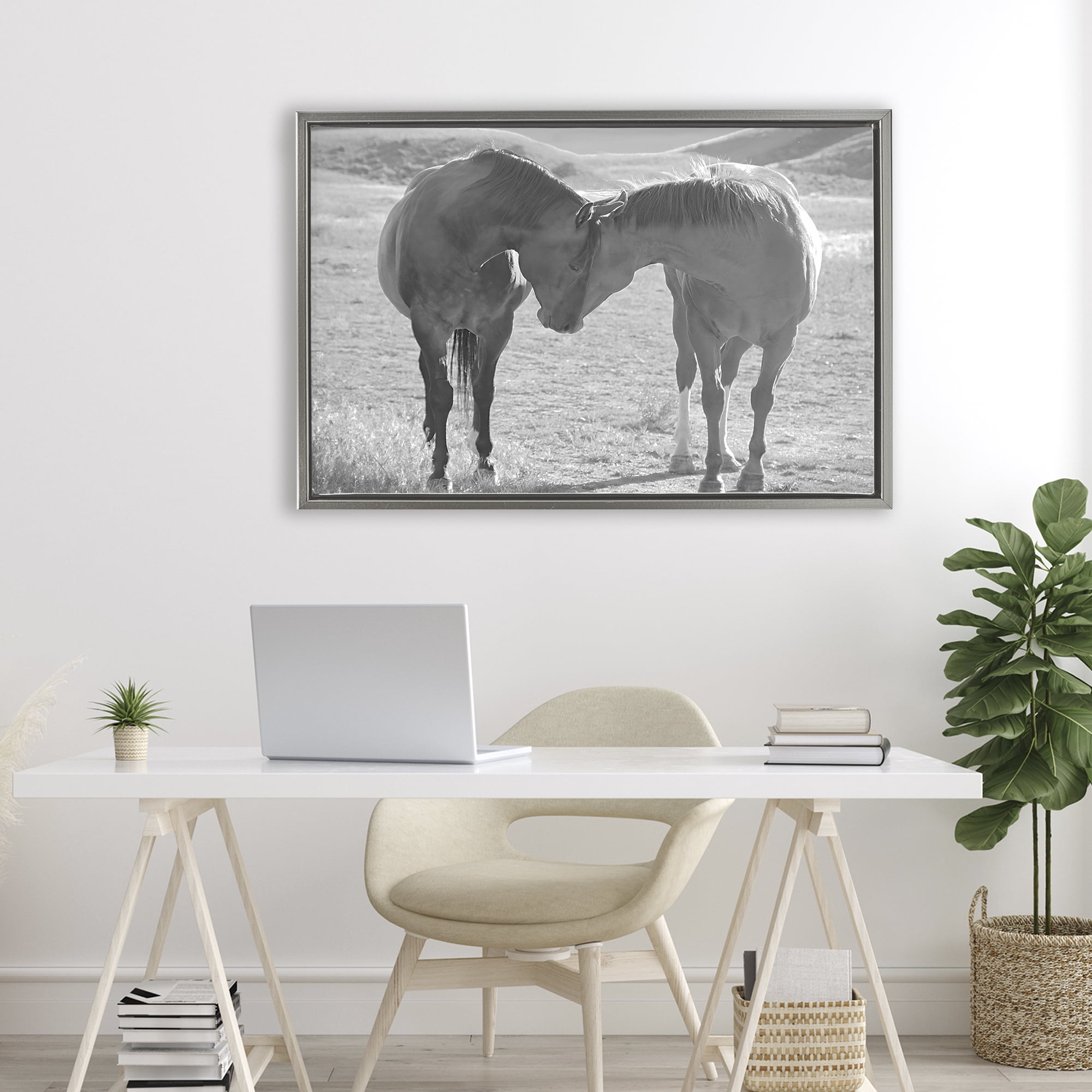 Stupell Industries Sweet Nothings Bond Between Horses Gray Framed Floater Canvas Wall Art, design by Steve Toole