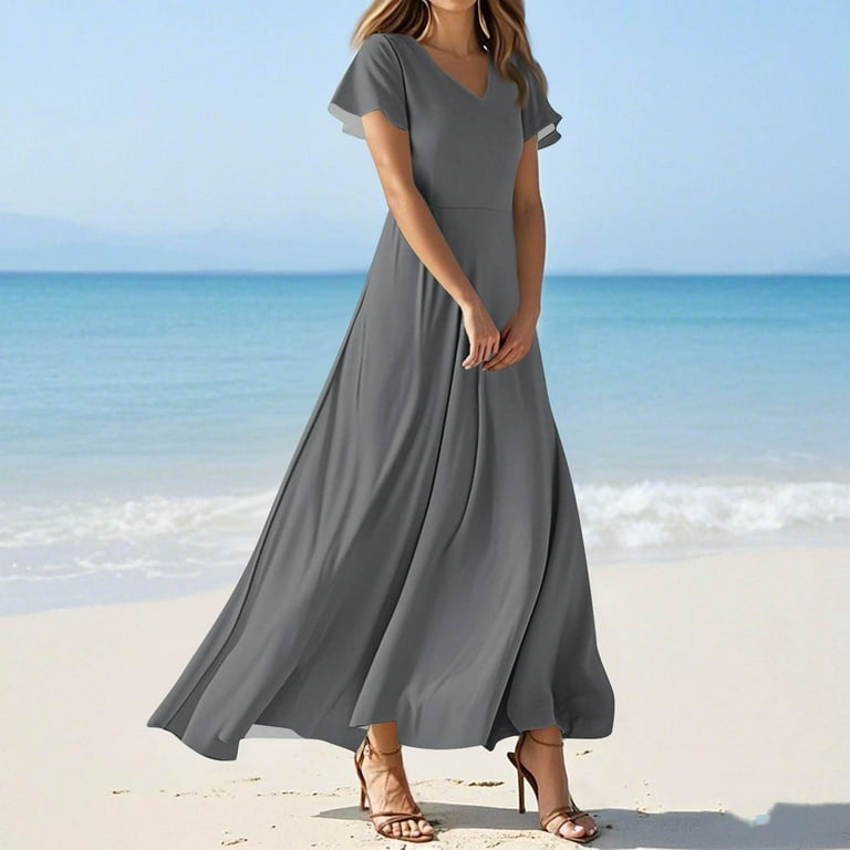 dark grey swing dress Nepoagym DRIVE Women Soft Relaxed Fit Dress Yoga Lightweight Naked Feel Dress Basic Sports Swing Dress Middle Grey / L main image 1