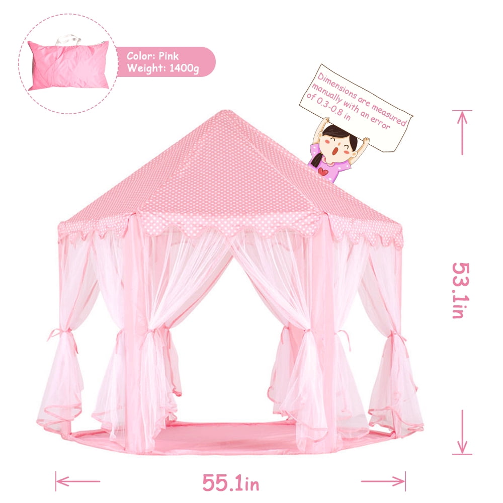 CIPACHO Princess Tent for Kids, Birthday Gift Large Castle Play Tent for Kids, Outdoor Indoor Portable Children Play Housefor Child Boys, Pink (Including LED 4 Color Lights)