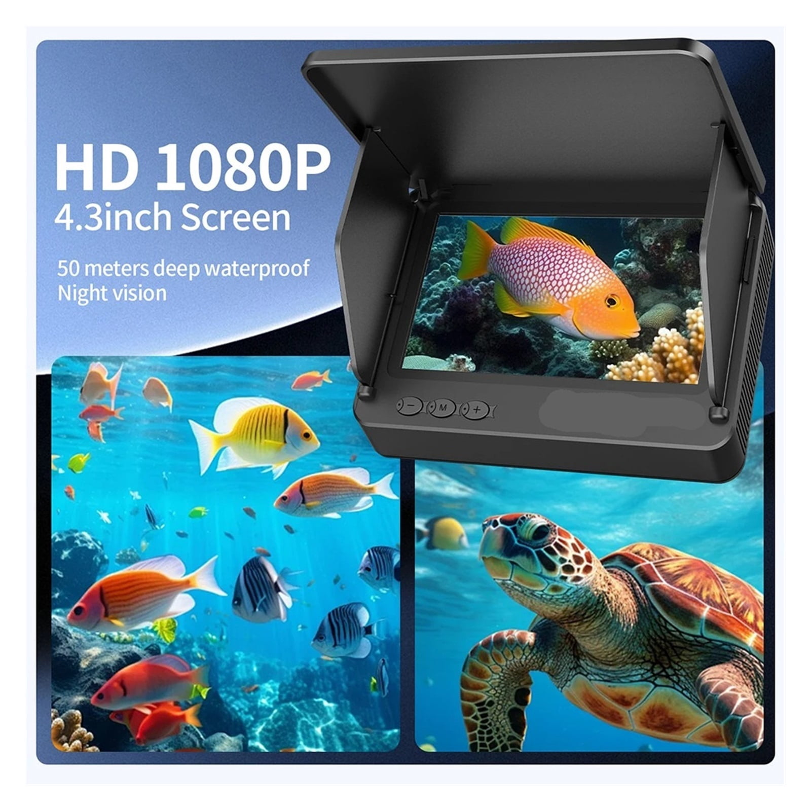 4.3 inch Display Endoscope Camera Waterproof Underwater Night Vision Fish Finder HD 1080P Inspection Borescope Camera 15m/30m Waterproof Underwater Fish Finder