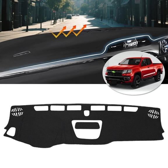 Canvcle Dash Cover Compatible with Chevrolet Colorado 2015-2022 Dashboard Mat for Colorado Accessories Sunshade Nonslip Mesh Protector No Glare Black