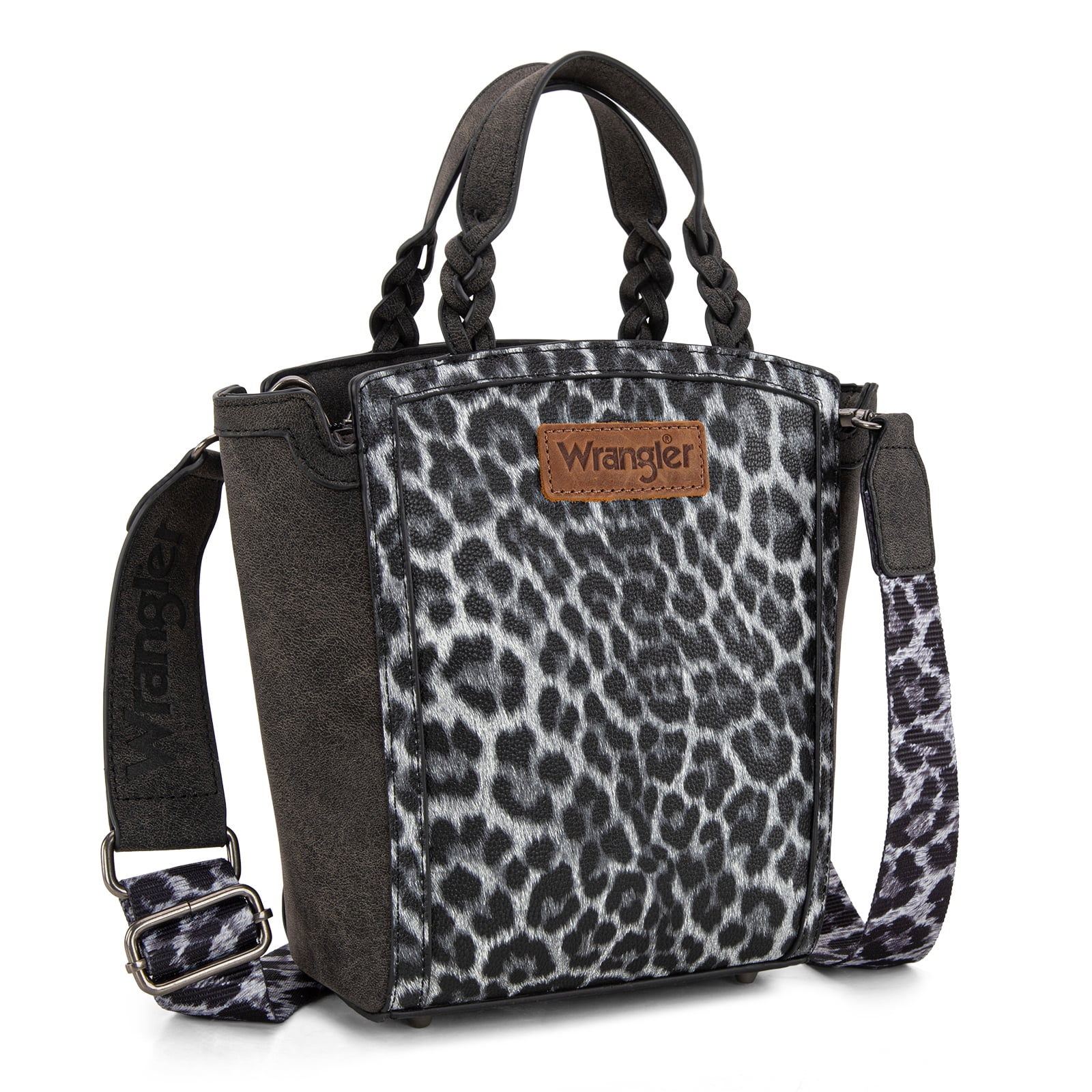 Wrangler Purse for Women Animal Print Crossbody Bags Top-Handle Shoulder Bag Leopard Print Handbag for Everyday Casual Use, Black