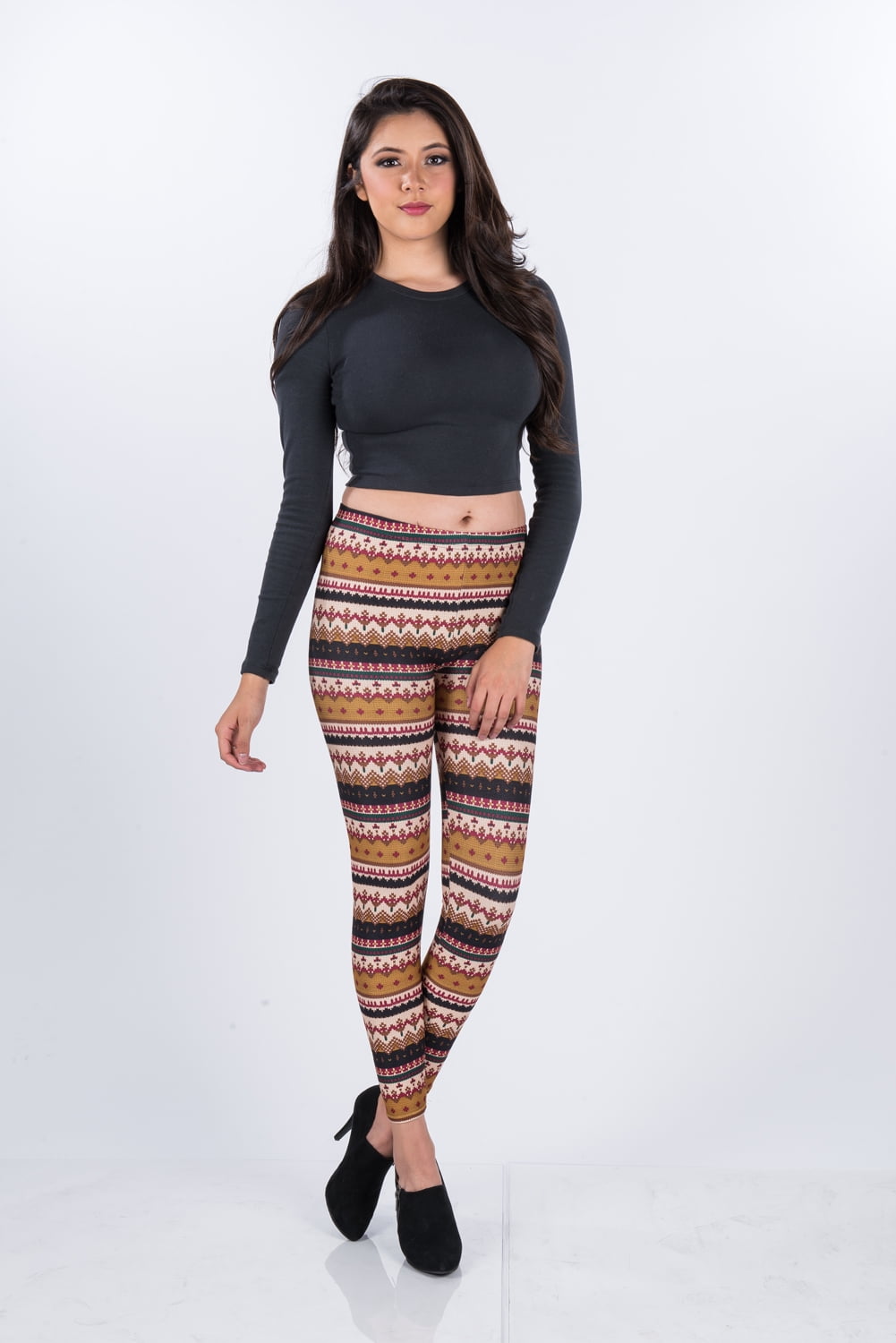 Women's Holiday Fashion Print Mid-Waist Full Length Yoga Leggings