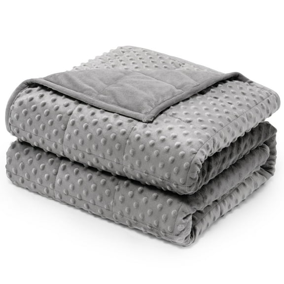 Queen Size 15 lbs Weighted Blanket for Adults, Minky Dot Heavy Blanket with Glass Beads for Stress Relief and Better Sleep, Breathable All-Season Cozy Blanket, Grey