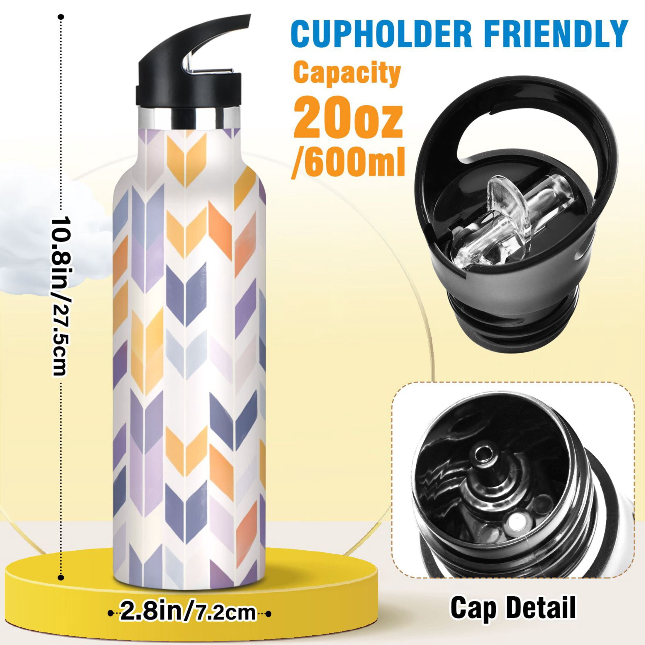 Kids Insulated Stainless Steel Sports Water Bottle 600ml (20oz) Shape Of Lavender Arrow