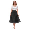 thumbnail image 2 of Women's Soild Color Tutu Skirt, Sparkling Sequin 3 Layer Fluffy Tulle Midi Skirt, Party Skirt for Festival, Birthday, Rave and Cosplay Black M, 2 of 5