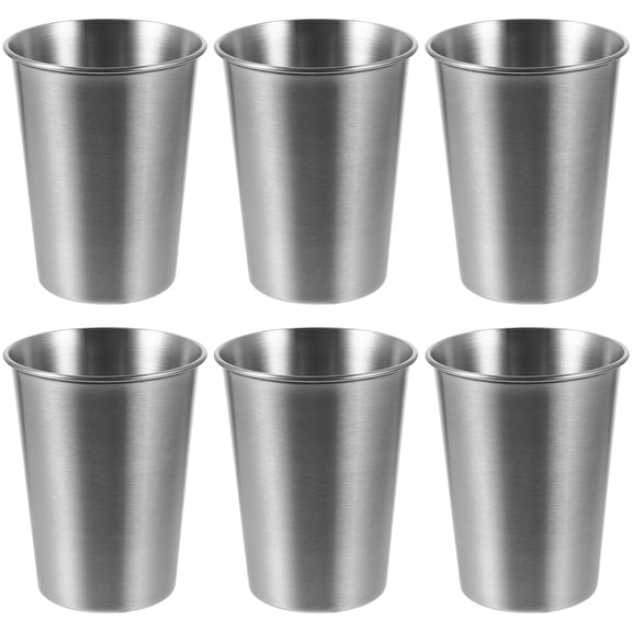 Set of 6 Stainless Steel Drinking Cups for Water, Coffee, Wine - Outdoor Camping Tumblers