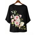 thumbnail image 6 of DeHolifer Women's Tops 3/4 Sleeve Floral Printed Crewneck Casual Loose Lightweight Tee T-Shirts Black L, 6 of 6